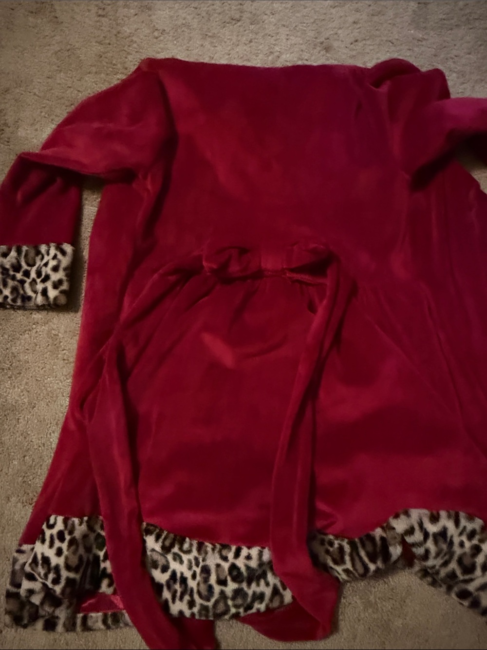 Xhilaration Red Satin-Lined Leopard Faux Fur Coat - Picture 3 of 4